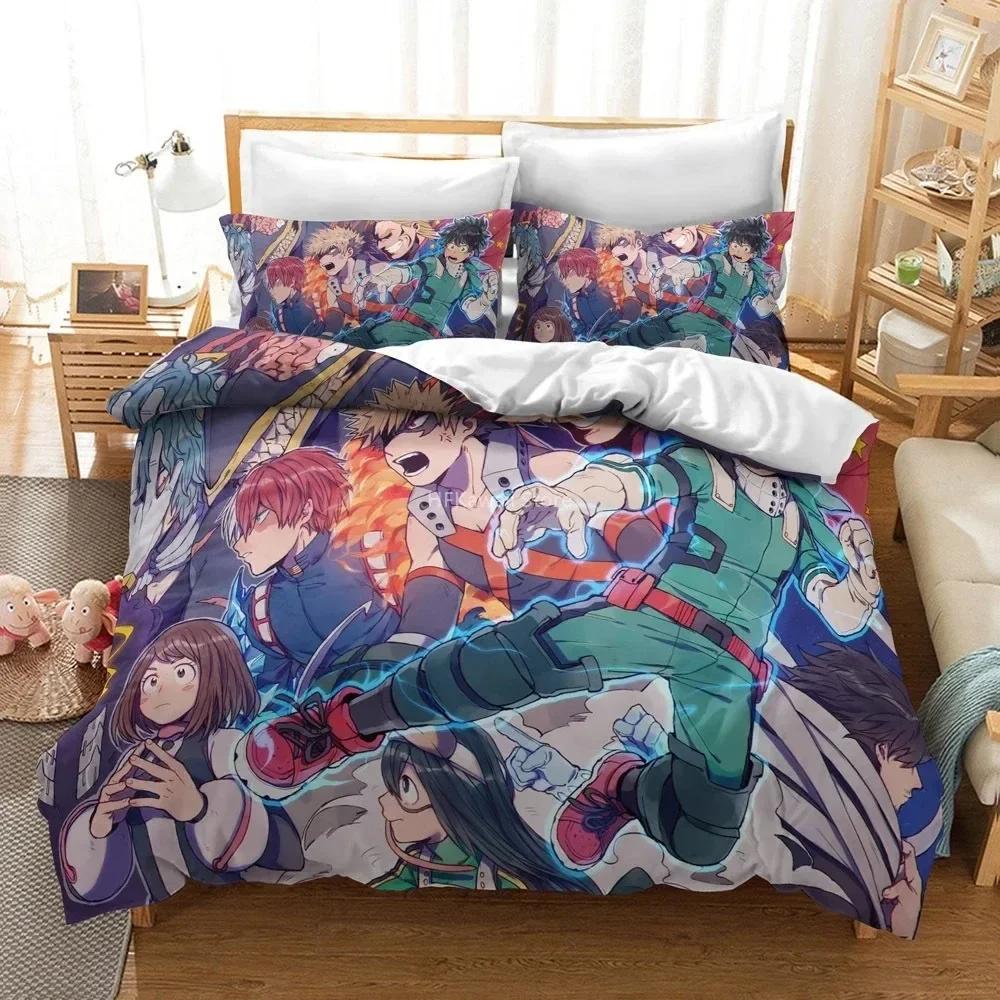 Design Popular 3D My Hero Academia Comfortable Duvet Quilt Cover Pillowcase Bedding Set Children Bedroom Decoration Home Textile