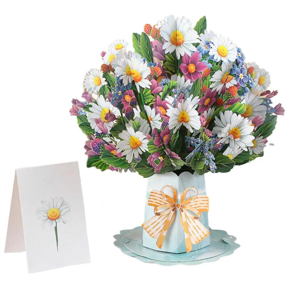 Premium 3D Aufklappbare Blumenstrauß-Karte Muttertagsgeschenk Grußkarten Valentinstag Jahrestag Dankeskarte Geburtstag 2026 Du D R6U0