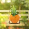 Orange Swing Resin Flower Pot Decor With Face For Succulent Plants Hanging Garden Balcony Yard Ornament 17x13x12cm