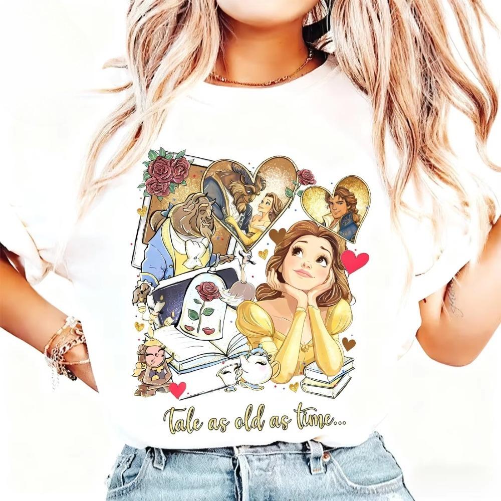 Beauty and The Beast Princess Printed Summer Soft Cotton TShirt Loose Comfortable and Soft Casual Unisex Short Sleeve