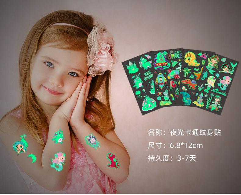 5 Sheets/Set Children Luminous Tattoo Stickers Face Arm Leg Waterproof Temporary Tattoos for Kids Toys Gift