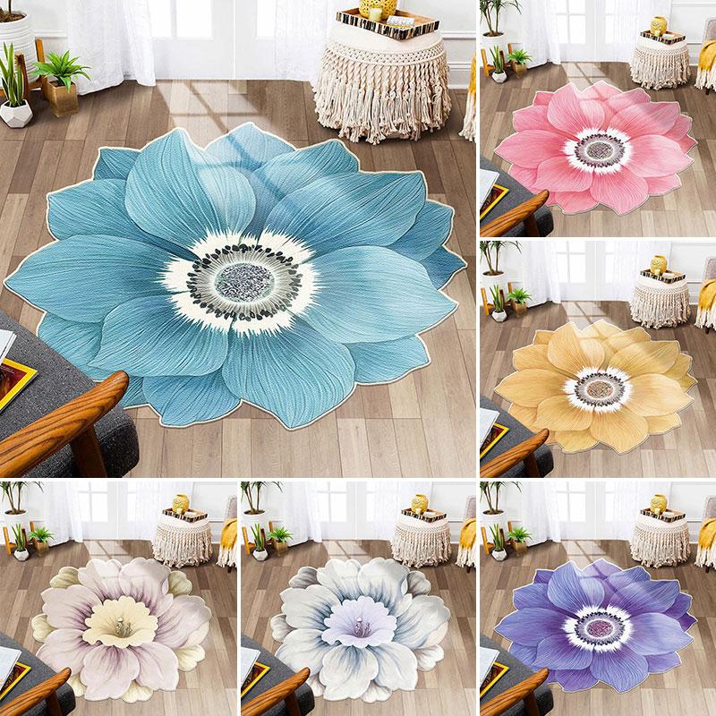 

Противоскользящий мягкий коврик для гостиной, плюшевый круглый ковер, прикроватный коврик с 3D цветком