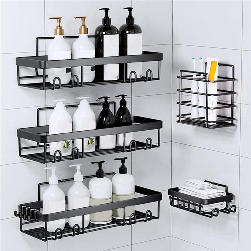 A20F-3-Pack , No Drilling Rustproof Shower Organizer With Save Space Hooks, Apartment Essentials For Bathroom