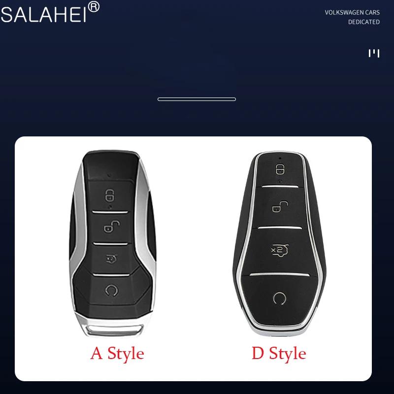 Alloy Leather Car Key Case Cover For Byd Song Plus Atto 3 Han Ev Tang Dm Qin Seal Dolphin Remote Fob Holder Keychain Accessories