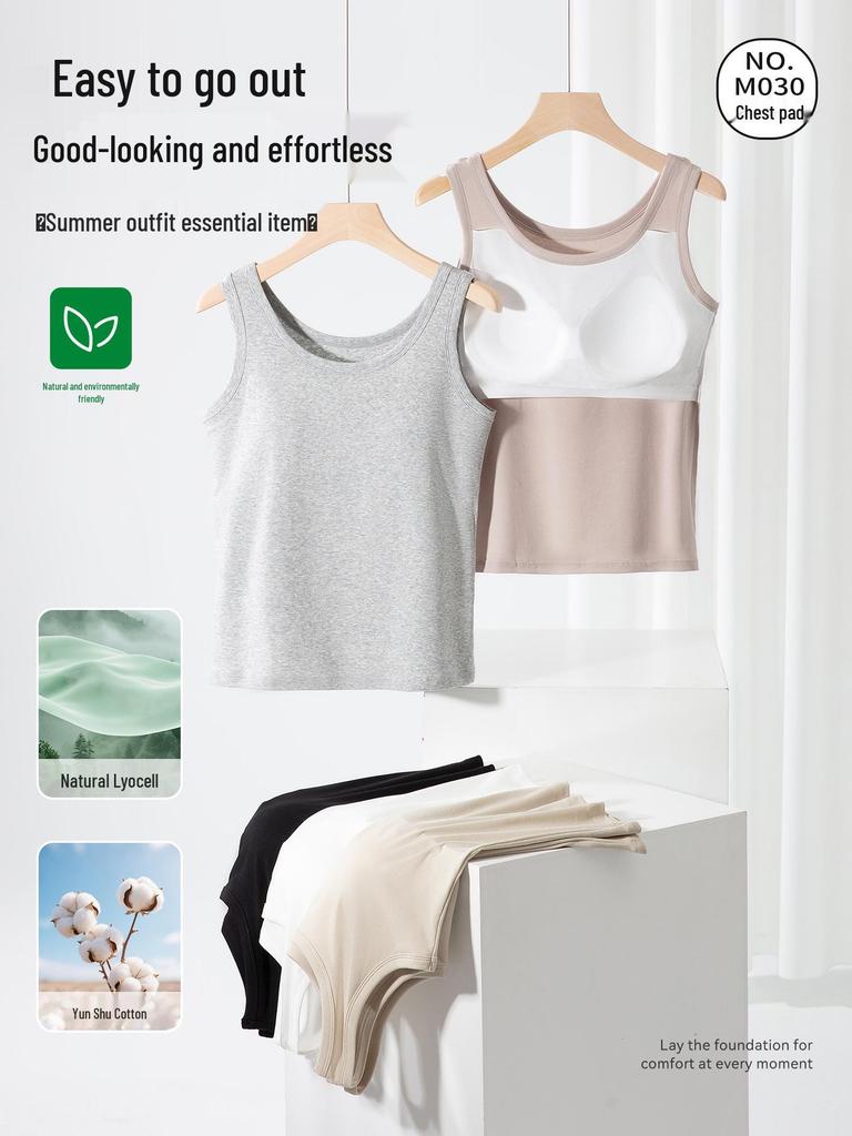 Women's Anti-Light Cotton Camisole: Covers Underarm, Chest Pads, Wear Alone or as Base Layer, Sleeveless Top