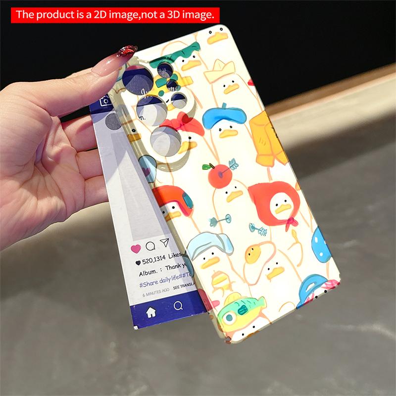 2DFlat Samsung Phone Case Cute Duck Family In Colorful Hats and Accessories Applicable To Galaxy S23 S24 S25ULTRA S26 A12 A14 A15 A16 A54 A55