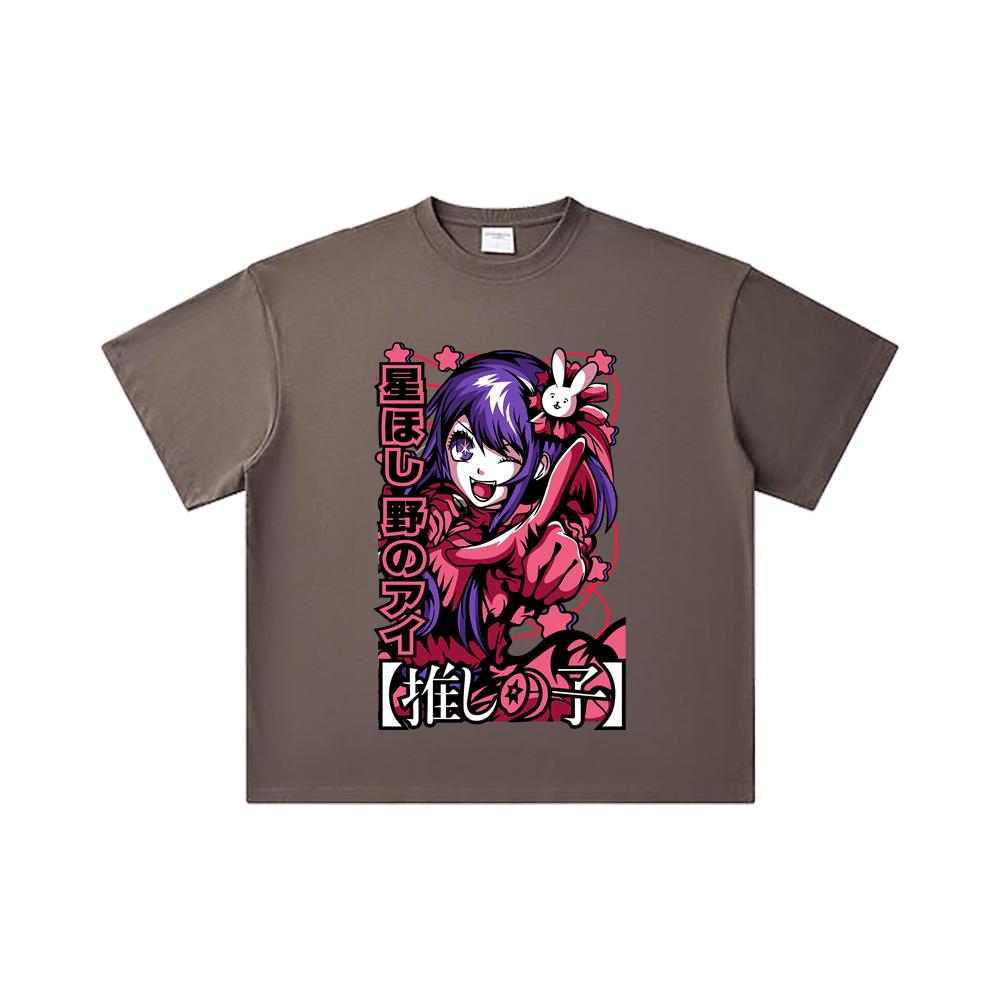 260 GSM Double Yarn 32 Count 100% Cotton Oshi No Ko V2 Print Unisex Heavy Cotton T Shirt