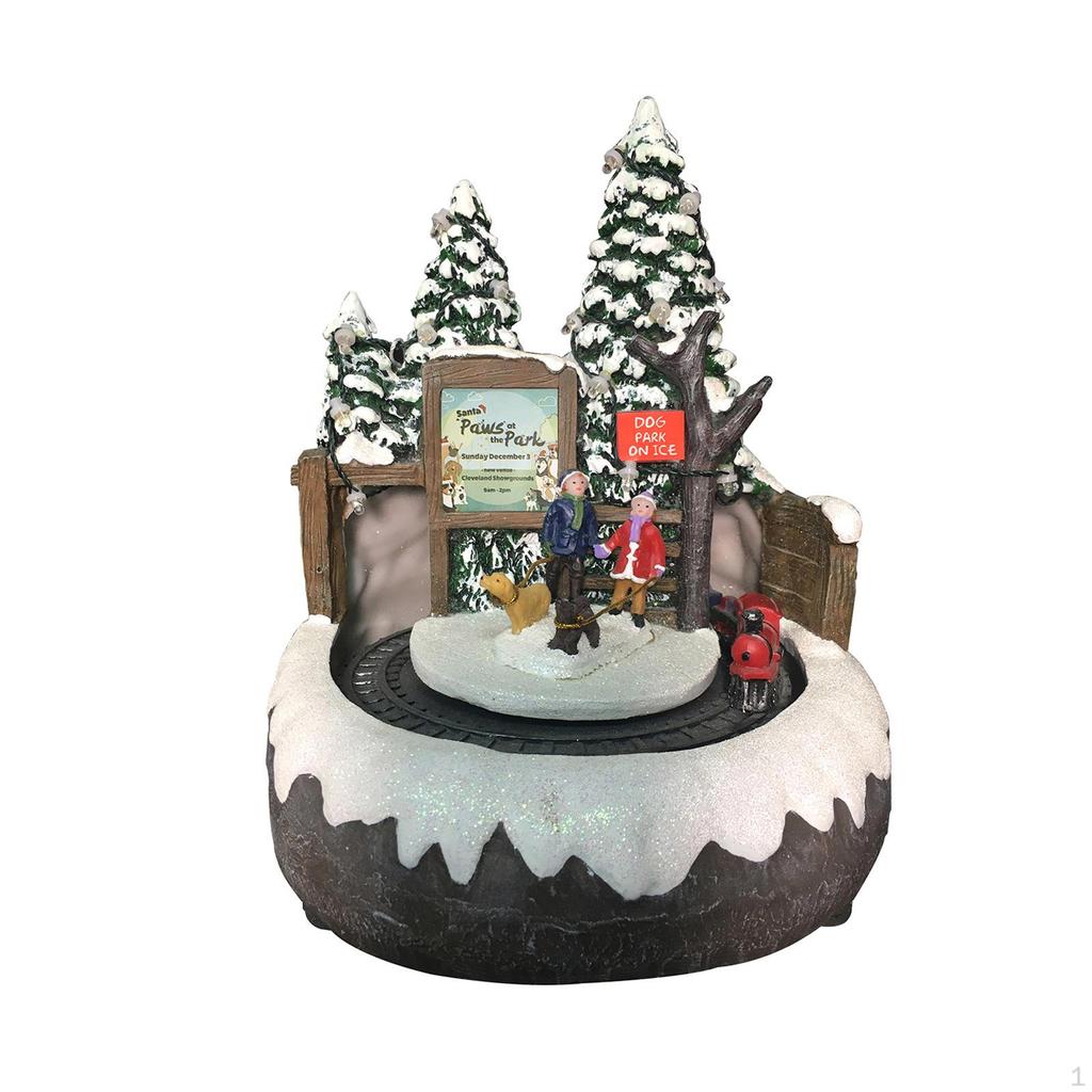 Christmas Winter Scene Village House Musical Ornament Figurine for Home