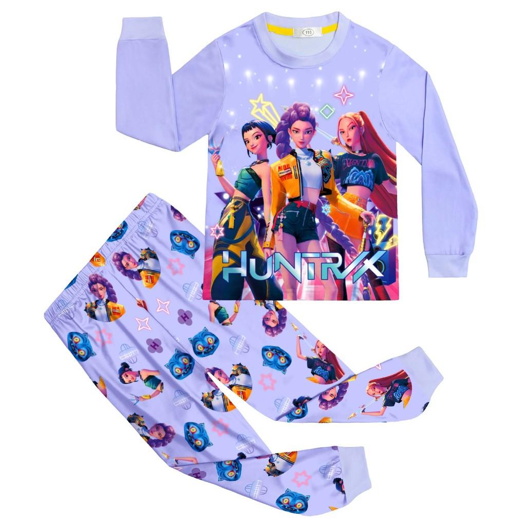 

Детские Девочки K-POP Руми Мира Зои Принт Футболка с Длинным Рукавом Топ Брюки Брюки Пижама Комплекты для Сна 140cm