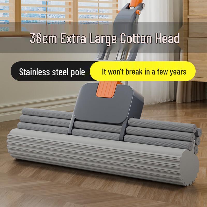 Extra Wide Sponge Mop with Wheels