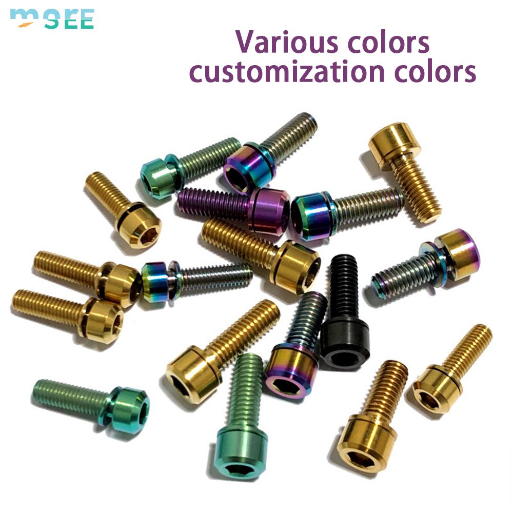 SeeMore Titanium Alloy Bike Allen Hex Bolts Anti-Corrosion Lightweight Road Bike Stem Parts Bicycle Stem Screw with Washers Set