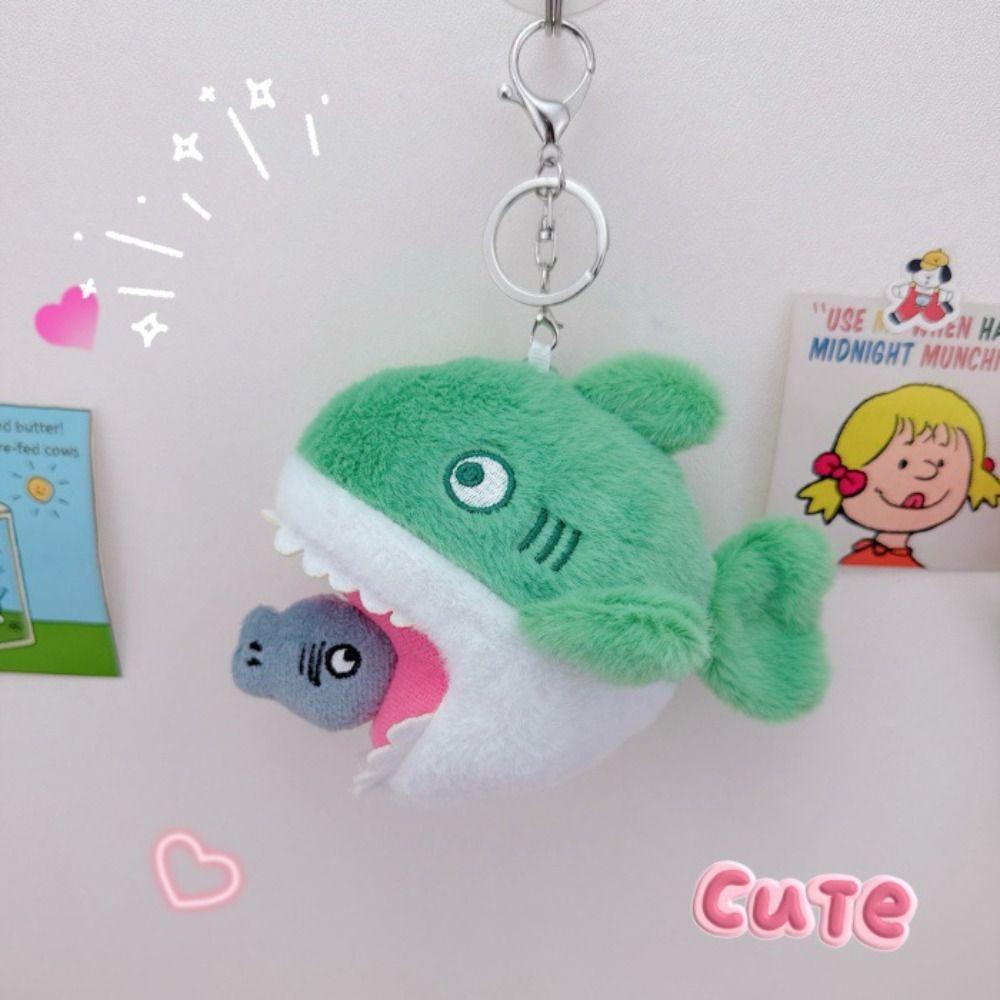 Cartoon Shark Blue Shark Pendant Stuffed Animal Plush Shark Keyring  Kids Gifts