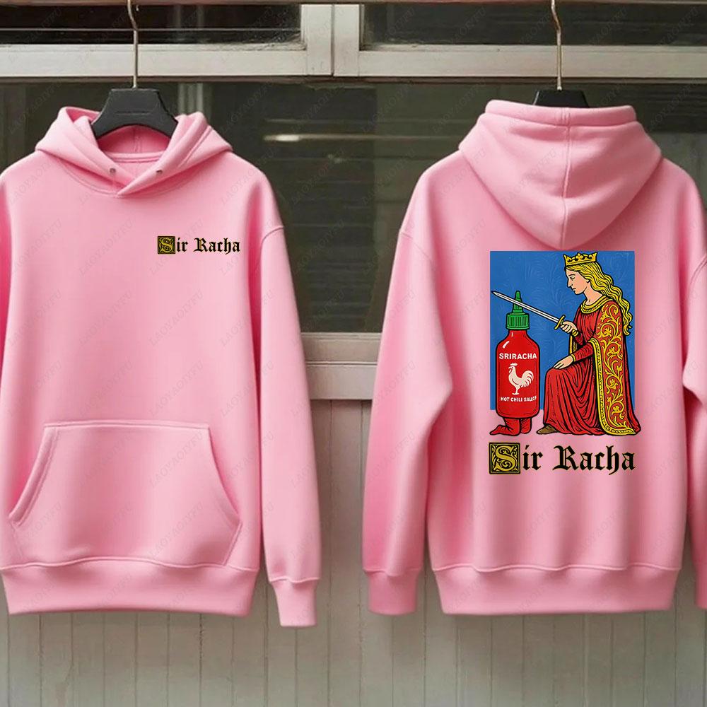 Sir Racha Man Woman 2 SidedHoodies Sri Racha Medieval Art Pullover Sriracha Fan Merch Retro Medieval Graphic Sweatshirt Hoodie