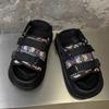 Sandalen Herren Sommer Oberbekleidung rutschfest dicksohlige Scheiße-treten Sandalen lässige Sport-Strandschuhe 471255 schwarz-J