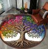 3D Carpet Abstract Tree Round Rug Living Room Decor Floormat Machine Washable Easy To Clean Study Bedroom Soft Rug Gift