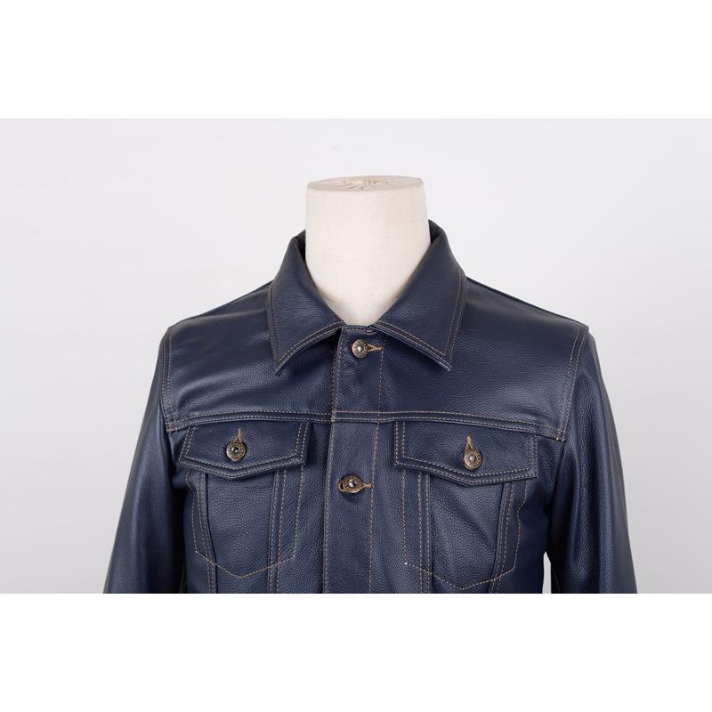Chinese Size Classic 507 Men Leather Jacket Genuine Cowhide Slim Short Spring Autumn