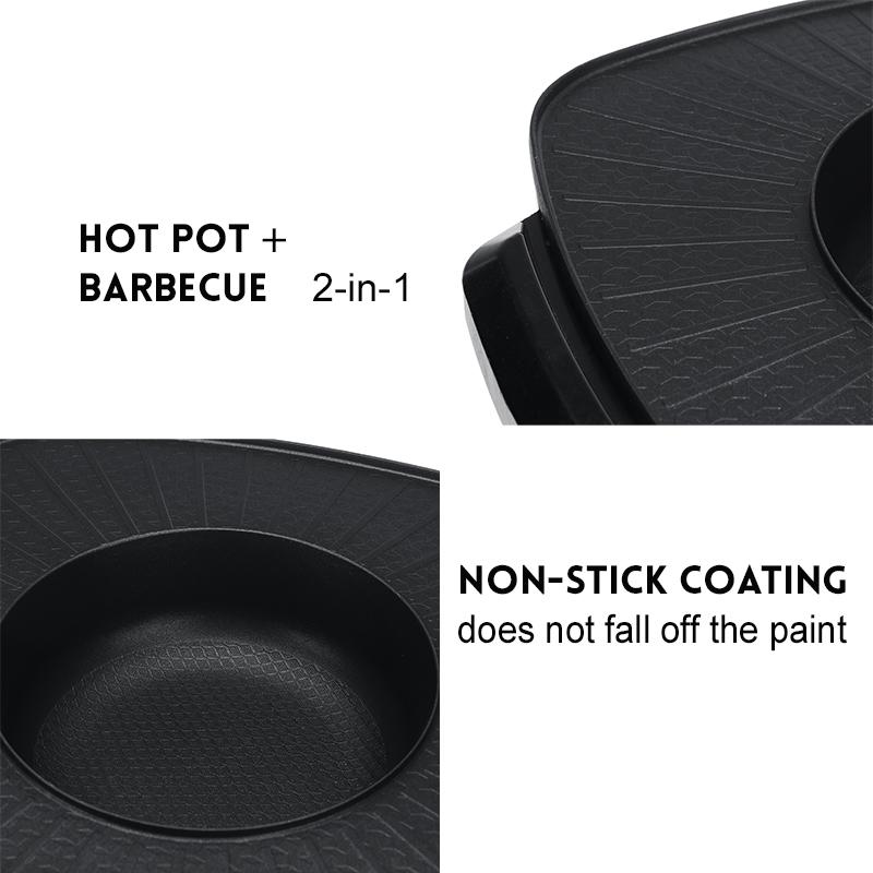 1800W 2 IN 1 220V Hotpot Casalingo Piastra da Forno Hotpot Casalingo Grigliata Hot Pot Piastre Elettriche Griglie Elettriche Pentola Piastra BBQ Antiaderente