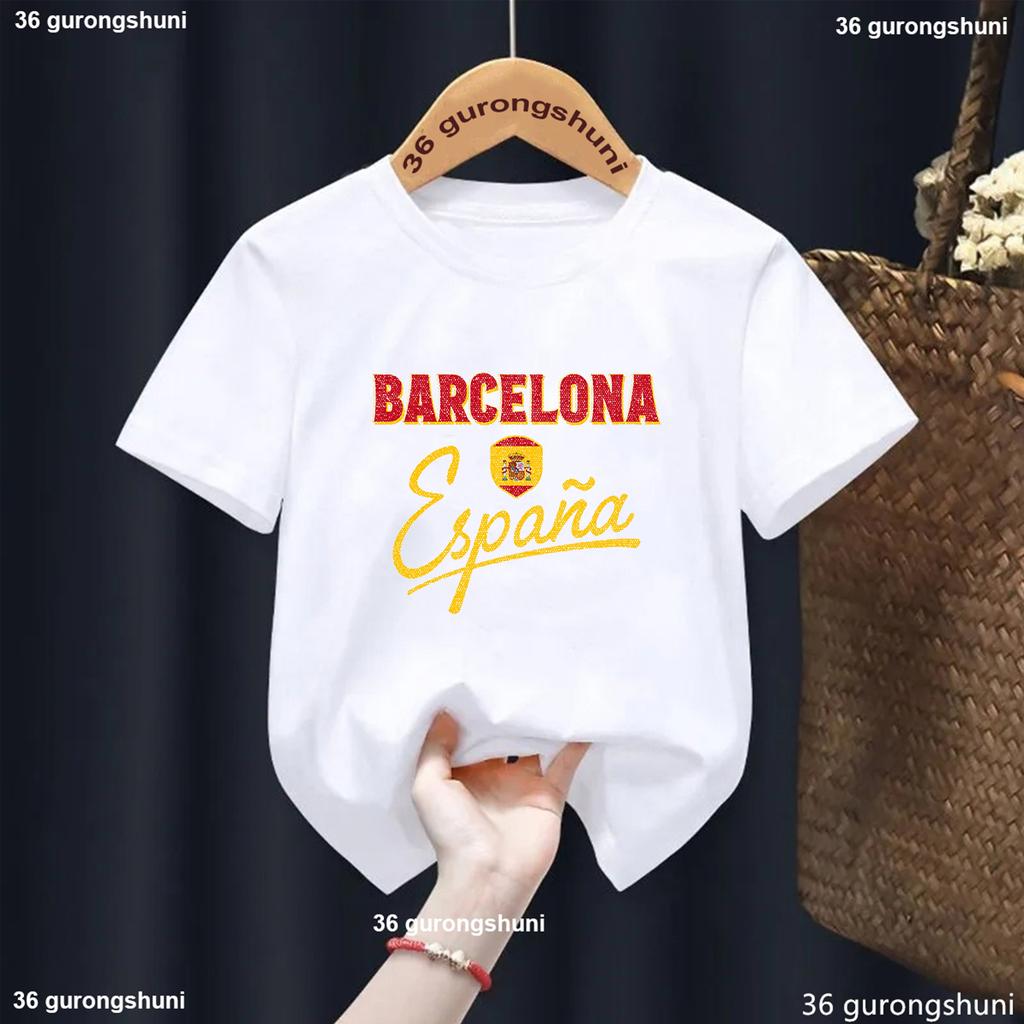 T-Shirt For Boys/Girls Heart-Shaped Graphics Barcelona Spain Printed T Shirt Kids Fashion Toddler Tshirt Cute Boys/Girls Tshirt