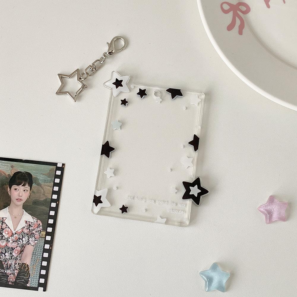 Cute Idol Photocard Display Pendant Transparent Acrylic Card Holder with Star Girls 3-Inch Photo Card Hard Case Cover Bag Decor