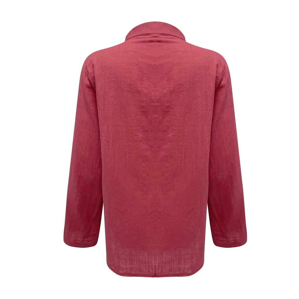 Topy Halenka Tunika Dlouhá košile Velké velikosti Lněné topy Jednobarevné tričko Volný Elegantní Pulovr