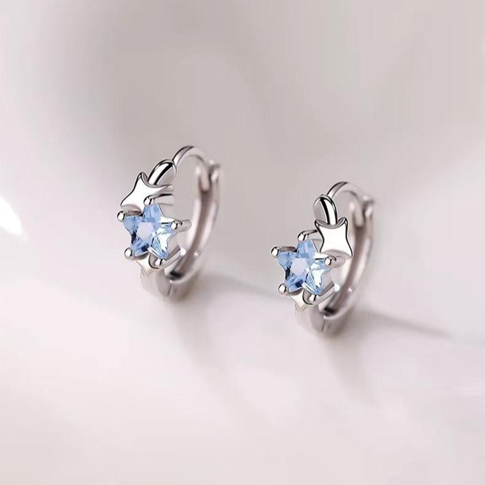 Light Minimalist Blue Star Hoop Earrings For Women Party Exquisite Light Jewelry