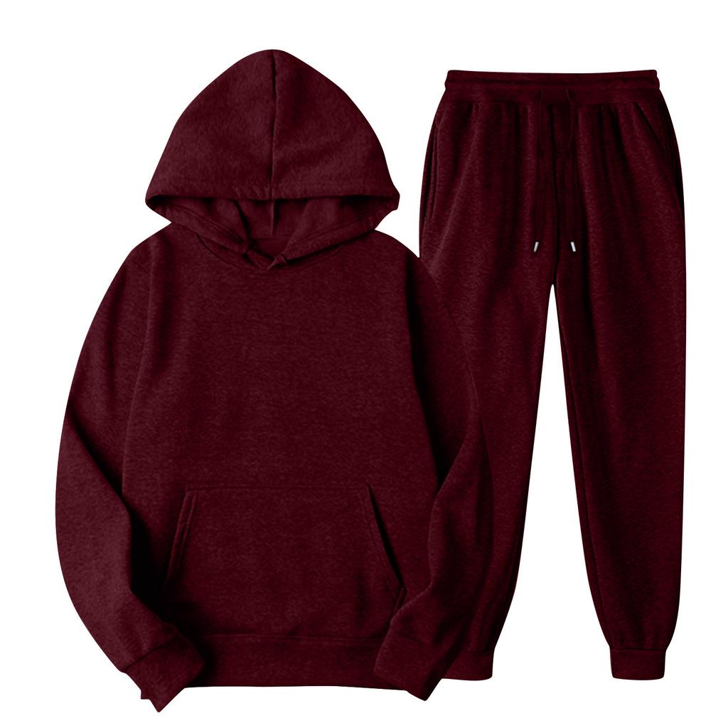 Zweiteiliger lässiger Hoodie-Anzug, Damen-Fleece-Anzug in Farbe, Sweatpants mit Tasche