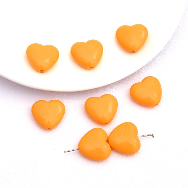 20Pcs Acrylic Solid Color Smooth Peach Heart Beads For DIY Necklace Bracelet Earrings Jewelry Making Craft Accessories
