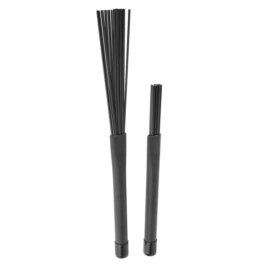 2pcs Playing Drum Sticks Nylon Bristle Retractable Drumming Stick Rubber Handle Replacement Cleaning Tool Percussion Accessories