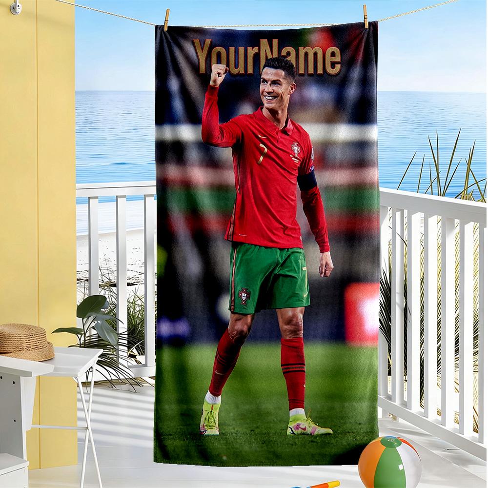 Cristiano Ronaldo Personalized Name Beach Towel Soft Durable Quick-Dry Portable for SwimmingBeachCamping Travel Beach AccessoriesGym