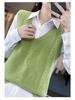 Women's V-Neck Knit Sweater Vest - Sleeveless, Loose Fit, Autumn/Winter Fashion