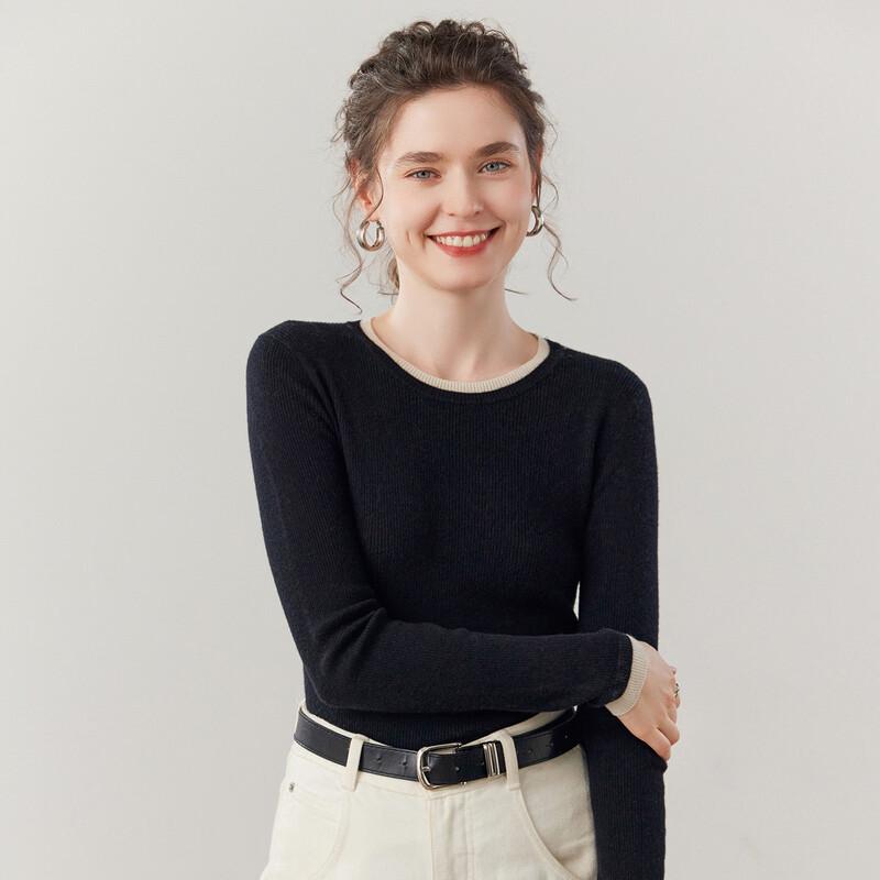 Fanzhen Women's Slim-Fit Round Neck Cashmere Sweater