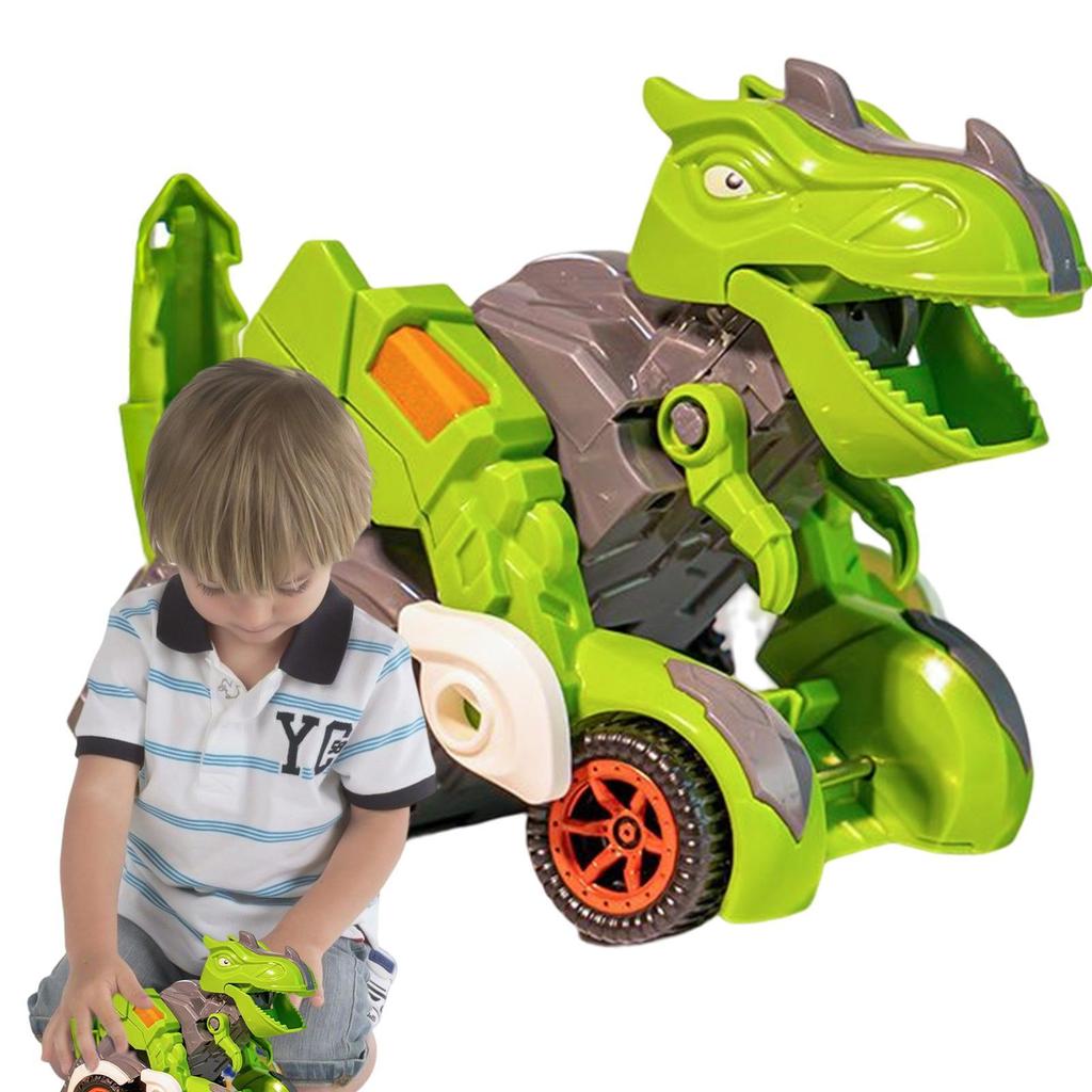 Pull Back Car Toy|Dinosaur Shape Transforming Vehicle Playsets|Friction Driving Dinosaur Carrier Ve