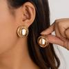 Fashion Simple Geometry Gold Color Metal Texture Winding Smooth Semi-circle Stud Earrings for Women Korean Temperament Jewelry