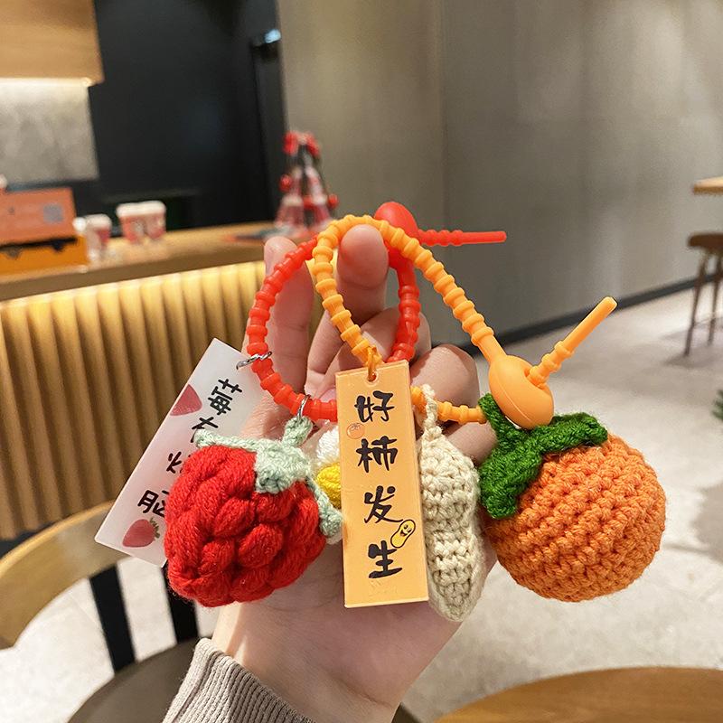 Persimmon Ruyi Good Things Happen Pendant Handwoven Peanut Keychain Good Meaning Bag Couple Keychain