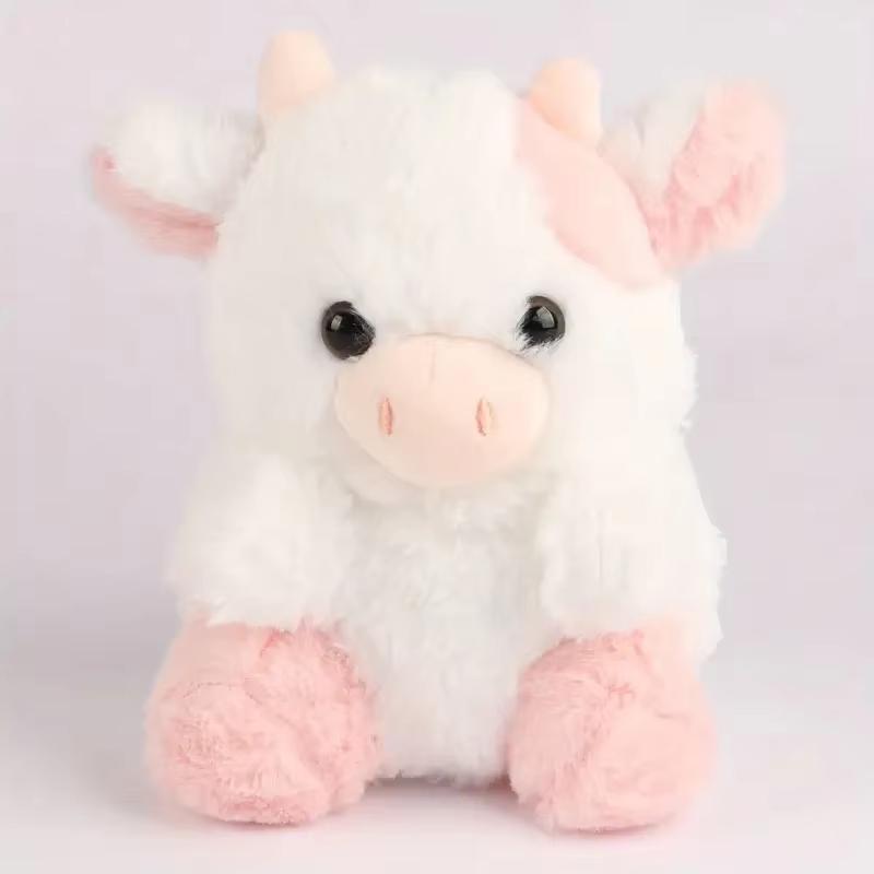20cm/7.87in Kawaii Strawberry Cow Soft Stuffed Plushie Doll Animal Cow Toy Children's Christmas Birthday Gift Bedroom Sofa Decor