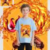 Boys Anime Kimetsu no Yaiba Tshirt Kyojuro Rengoku Print Cotton Tee Kids Lightweight Short Sleeve Top Casual Comfortable Wear