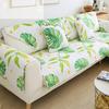 Pure Cotton Sofa Cushion, Living Room Fabric Cover Cover, All Season Universal Anti Slip Seat Cushion, Green Leaf
