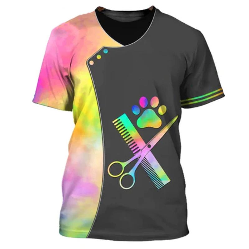 Neues Hundepflege 3D-Druck Damen Herren Haustierpfleger Arbeitskleidung Uniform T-Shirt Streetwear T-Shirts Harajuku Unisex Oversized T-Shirts Tops