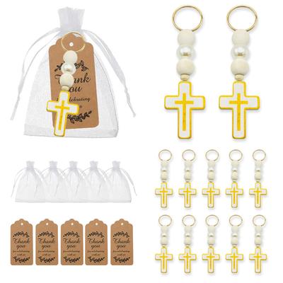 Tasting Cross Wooden Rosary Keychain Christening Meal Wedding Guest Appreciation Gift Souvenir Festival