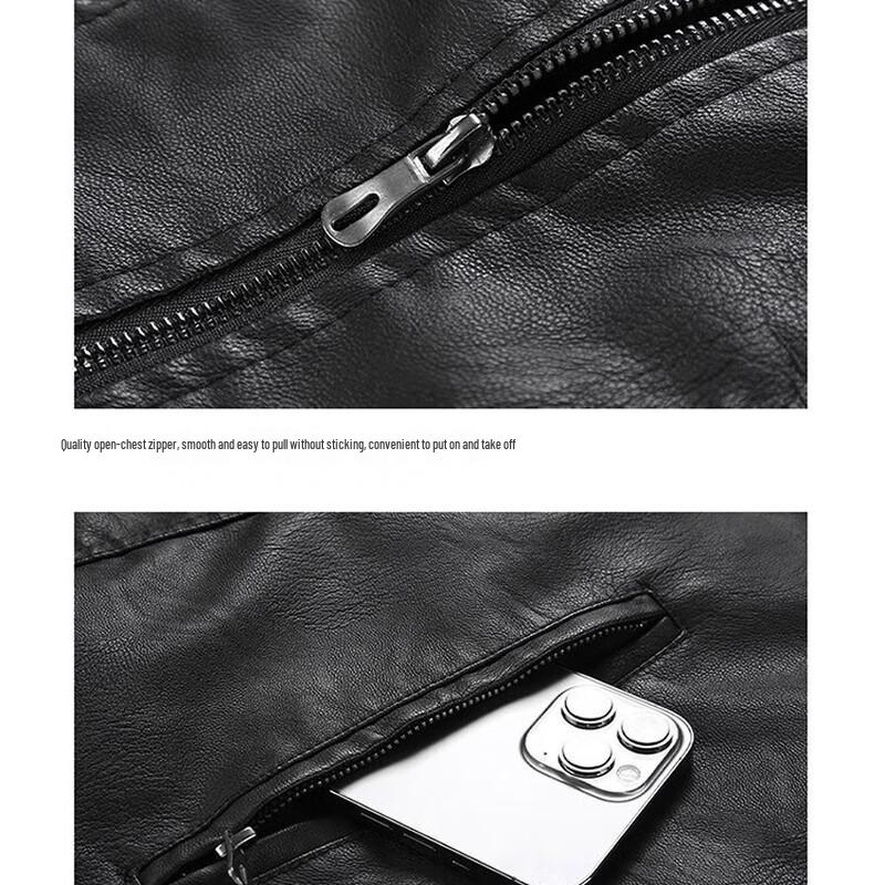 MaoRen Men's Casual Faux Leather Lapel Jacket