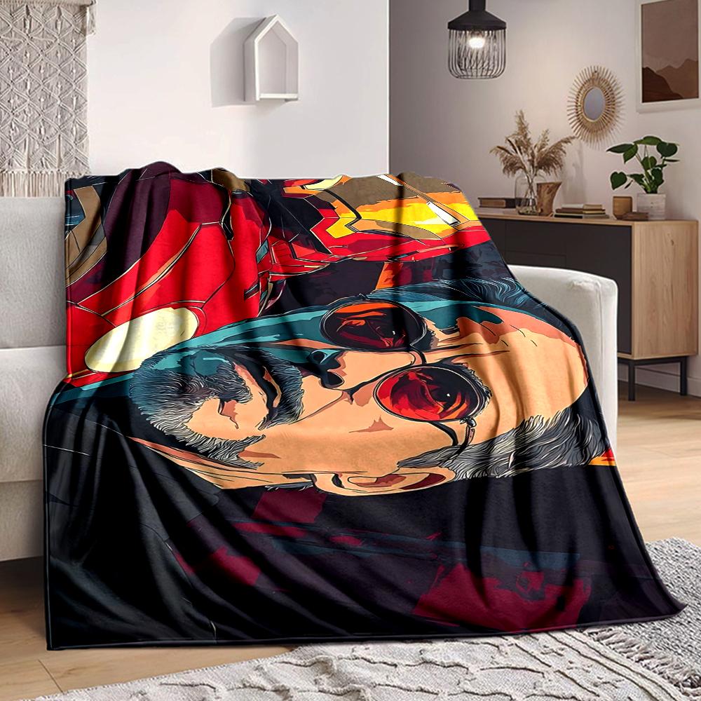 1Pc Iron Man'S Reflection Flannel Blanket, Soft And Comfortable, Casual Warm, Camping Travel, Christmas, Halloween Xmas Gift S1184