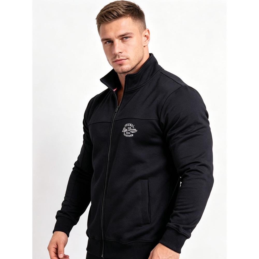 Men's Plus Size Cotton Track Jacket (Sizes L-6XL) - Full Zip Stand Collar Sweatshirt with Pockets - Big and Tall Casual Outerwear
