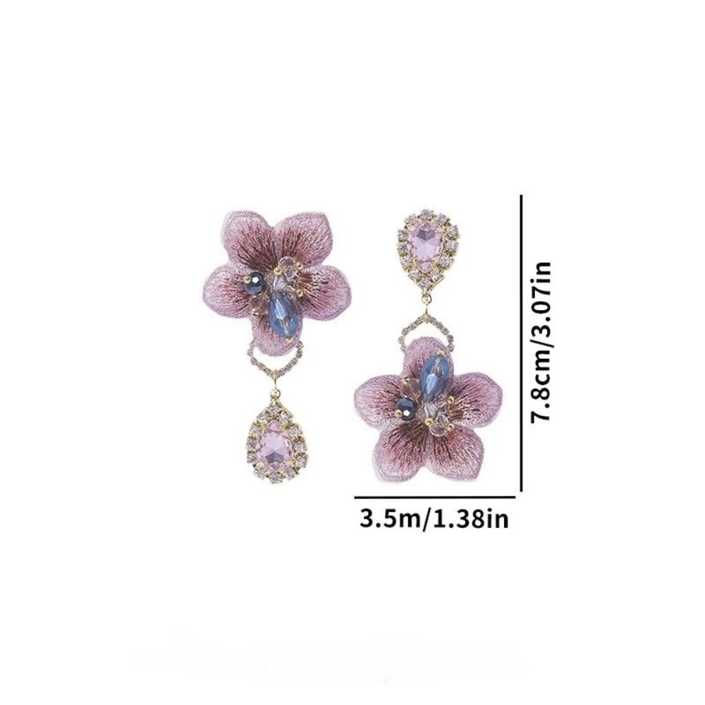 Elegant Flower Rhinestone Earrings Crystal Vintage Earrings Sweet Flower Drop Earrings  Party