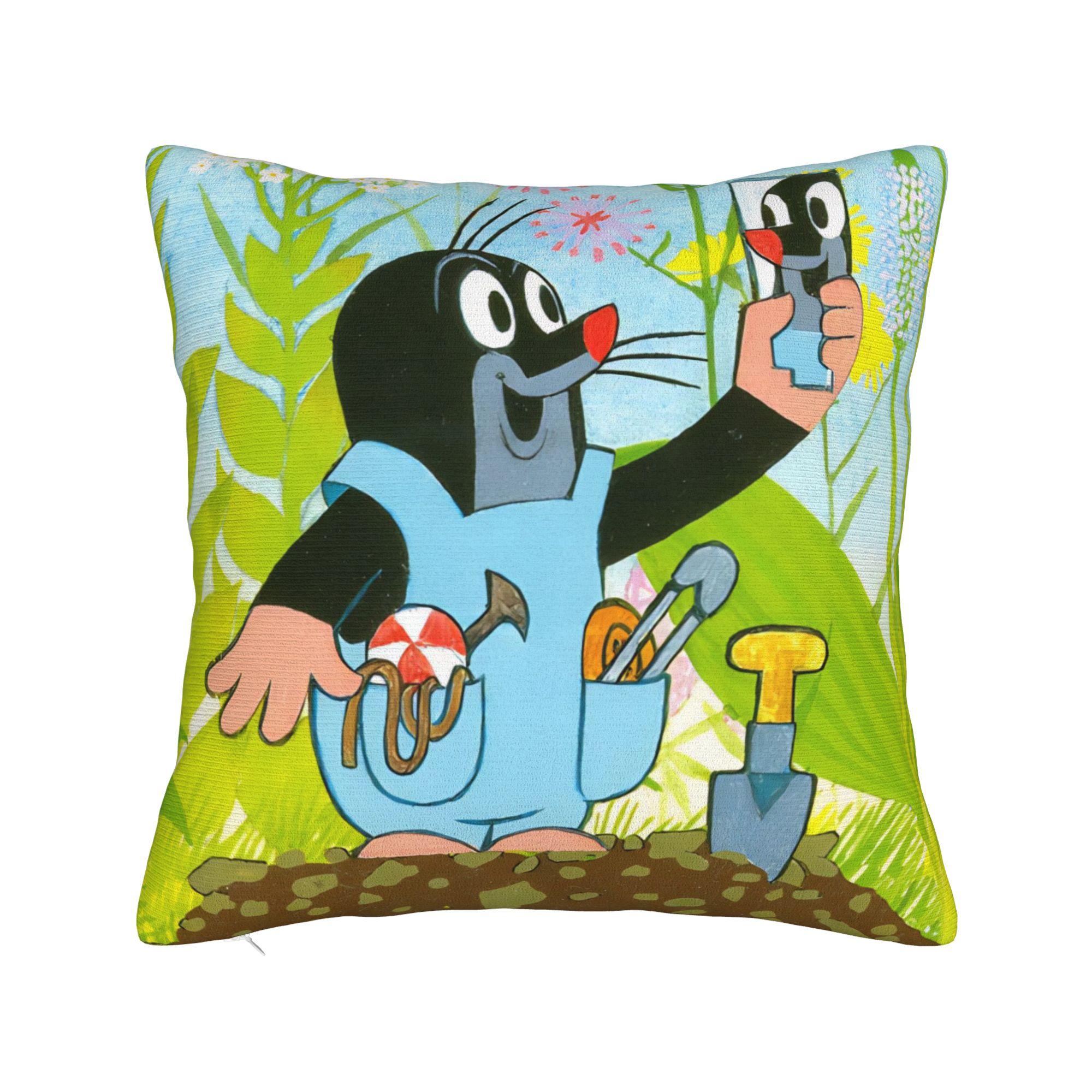 

Mole Krtek Little Maulwurf Cartoon Pillowcase Printing Polyester Cushion Cover Decorative Pillow Case Cover Home Zipper 45*45cm 40x40cm 16x16in