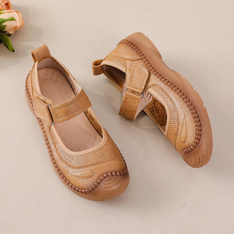 Fashion New summer flat shoes for women luxury real leather flats mother antique top quality moccasin ladies mary jane red wedding flats