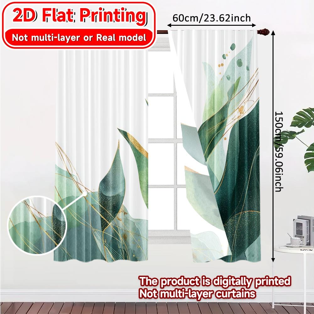 2D Flachdruck 2 Stück Blättergeometrien Beliebte Vorhang- und Fensterbehandlungsdrucke Lichtfilternde Vorhänge Geschenke für das Wohnzimmer