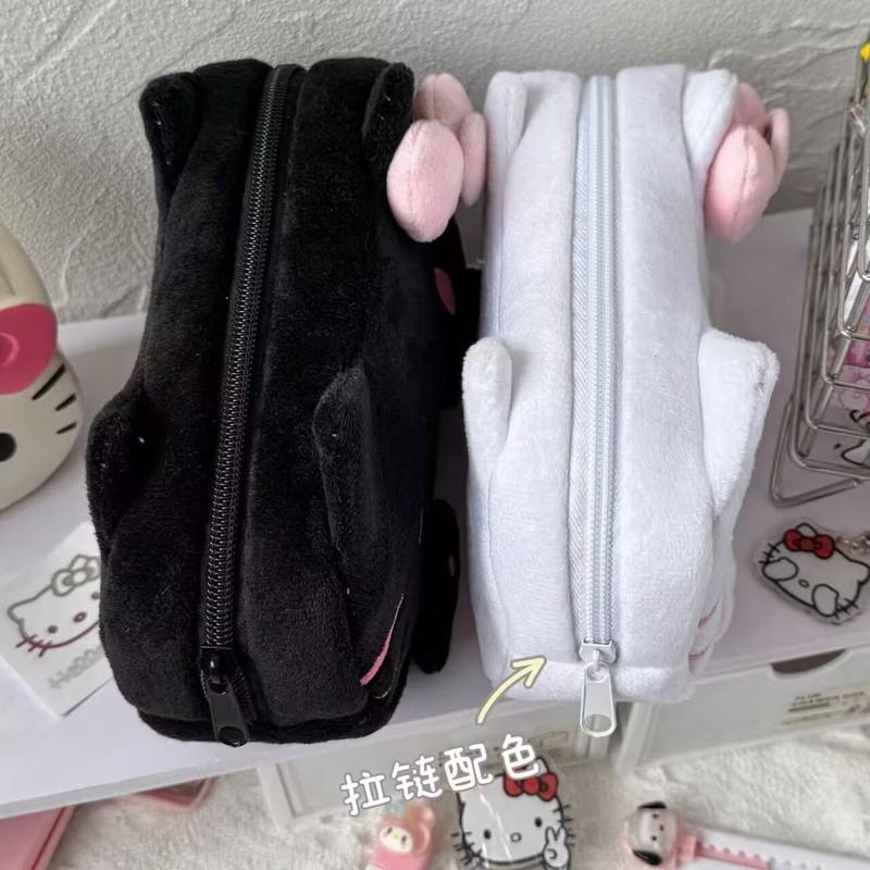 Cute Kt Cat Plush Pencil Case Large Capacity Makeup Bag Kitty Cat Stationery Box Storage Bag Peripheral Products Students Gifts