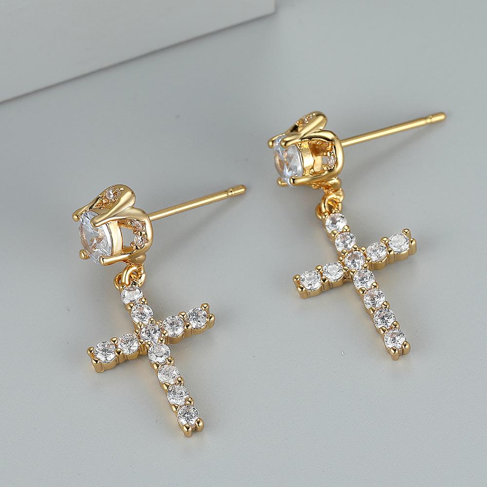 

Изысканные серебряные серьги с крестом, висячие серьги, женские вечерние серьги, ювелирные изделия, подарки золотой