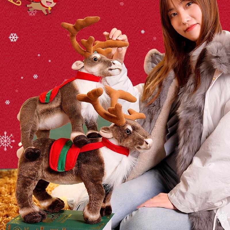 Adorable Plush Reindeer Figurine For Christmas Decoration With Realistic Features