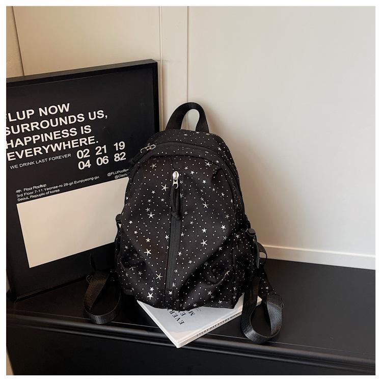 Schoolbag milk mist powder texture sense embroidery star backpack female soft huhu sweet sister little fairy travel shopping small backpack